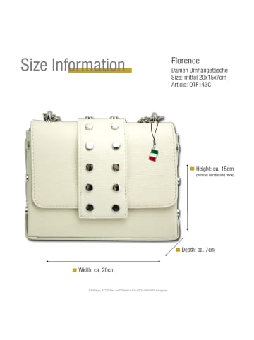 Florence Leder Umhängetasche, Abendtasche Florence Tasche beige, weiß ca. 20cm