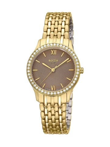 Boccia Damen-Titanuhr mit Saphirglas Goldfarben/Braun