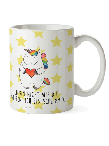 Mr. & Mrs. Panda Kindertasse Einhorn Herz mit Spruch in Weiß