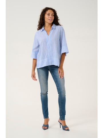 CULTURE Kurzarm-Bluse CUjax Relaxed fit in Blue Stripe