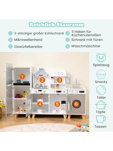 COSTWAY Kinderküche mit Zubehör in Grau