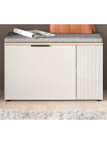 Inn.Furn Garderobenbank Kaschmir Sand und Eiche 80 cm, Schuhbank mit 4 Fächern