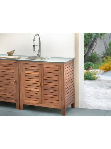 Beliani Gartenschrank BRUCOLI in Braun/Grau/Silber - (W) 80 x (H) 83 x (L) 50 cm