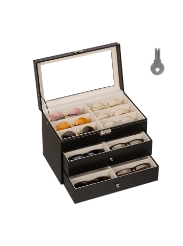 relaxdays Brillenbox in Schwarz - (B)33,5 x (H)22,5 x (T)19 cm