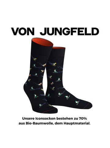 von Jungfeld Gemusterte Socken Skifahrer Icon in Navy