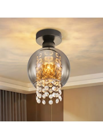 ZMH Deckenleuchte in Rauchgrau 1-flammige E27 Glas Flurlampe Kristall