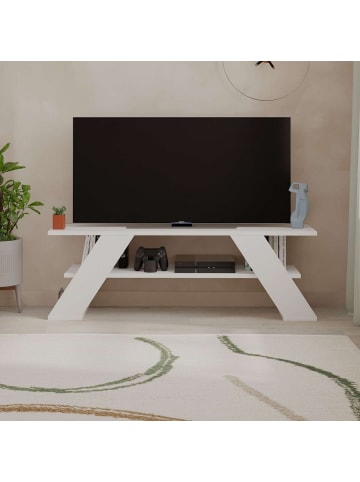 CALICOSY TV-Möbel FARFALLA in Weiß - (W) 120  x (H) 40  x (L) 33,5  cm