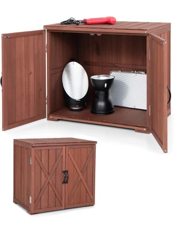 COSTWAY Gartenschrank Tannenholz 77 x 56 x 72 cm in Braun