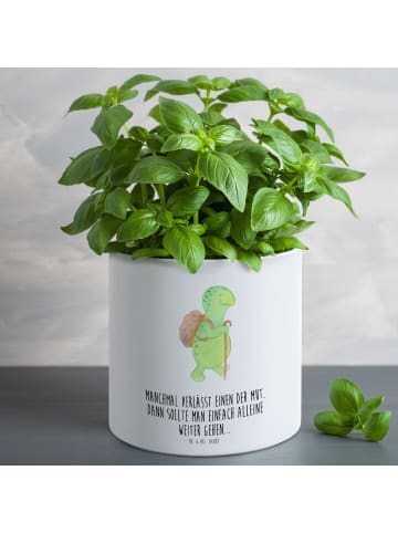 Mr. & Mrs. Panda Blumentopf Schildkröte Wanderer mit Spruch in Weiß