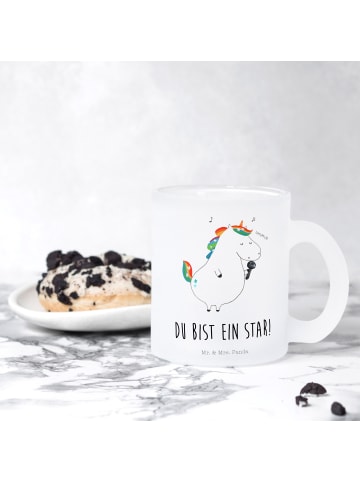 Mr. & Mrs. Panda Pott Einhorn Sänger mit Spruch in Transparent