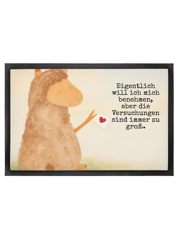 Mr. & Mrs. Panda Schmutzfangmatte Alpaka Fahne Design mit Spruch in Weiß