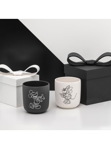 Villeroy & Boch 2er Set Kaffeebecher Manufacture Rock – Mickey Mouse 280 ml in schwarz-weiß