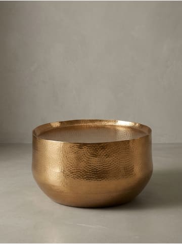 KADIMA DESIGN Couchtisch Orientalisch | Aluminium Gold, 60x60x35cm, Hammerschlag Rund in Gold