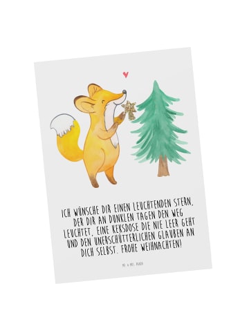 Mr. & Mrs. Panda Grußkarte Fuchs  Weihnachtsbaum mit Spruch in Weiß
