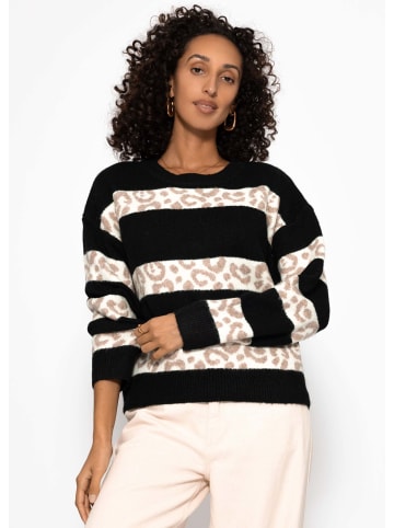 SASSYCLASSY Pullover mit Leo-Streifen in Schwarz