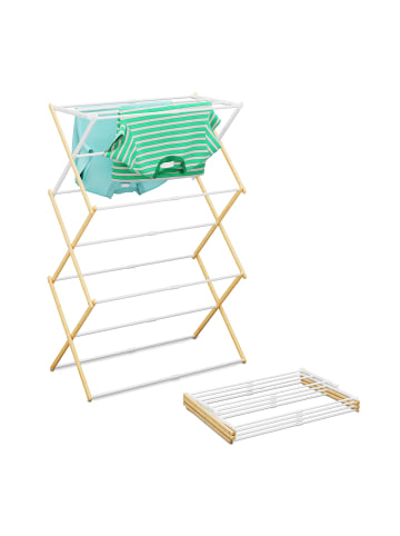 relaxdays Wäscheständer in Natur/ Weiß - (B)74 x (H)107 x (T)37 cm