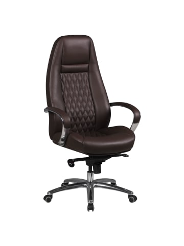 FineBuy Bürostuhl in Braun / Leder / 70x68x130
