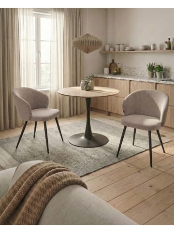 Beliani 2er-Set Esszimmerstuhl MOUNDVILLE in Beige/Schwarz