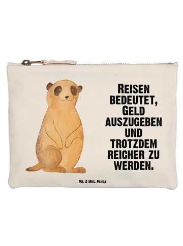 Mr. & Mrs. Panda Schminktasche Erdmännchen mit Spruch in Weiß