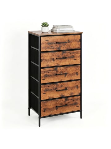 relaxdays Kommode in Braun/ Schwarz - (B)45 x (H)94 x (T)30 cm