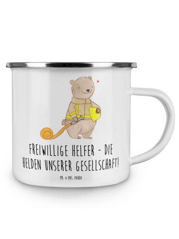 Mr. & Mrs. Panda Kaffeebecher Freiwilliger Held mit Spruch in Weiß