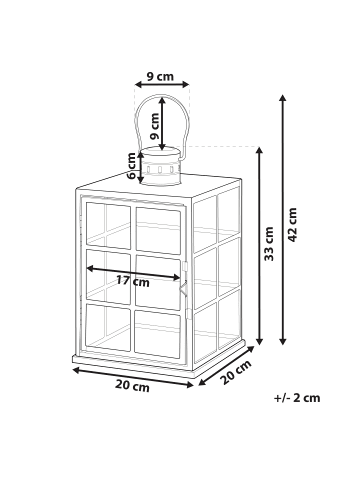 Beliani Laterne BINTAN in Schwarz - (W) 20 x (H) 33 x (L) 20 cm