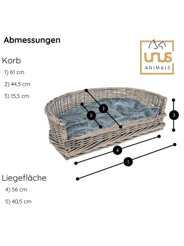 UNUS Haustierkorb mit Kissen in Grau