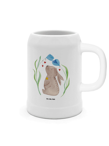 Mr. & Mrs. Panda Bierkrug Hase Blume ohne Spruch in Weiß
