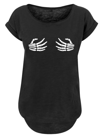 F4NT4STIC Long Cut T-Shirt Halloween Skull Grabbing Hands in schwarz