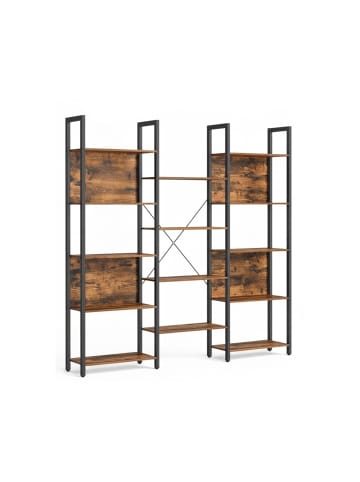 relaxdays Bücherregal in Vintagebraun/ Schwarz - (B)158 x (H)166 x (T)24 cm