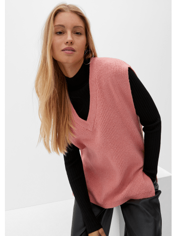 QS Strickpullover kurzarm in Pink