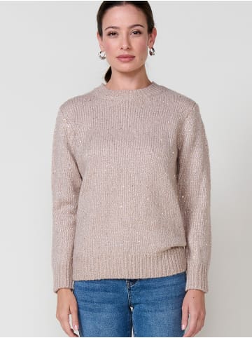 KOROSHI Women's sweater knit sequin detail in beige