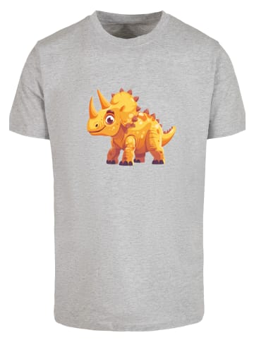F4NT4STIC T-Shirt Süßer Triceratops Dinosaurier in grau meliert
