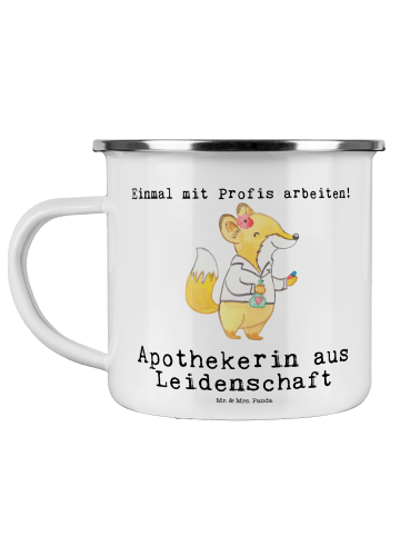 Mr. & Mrs. Panda Kaffeetasse Apothekerin Leidenschaft mit Spruch in Weiß