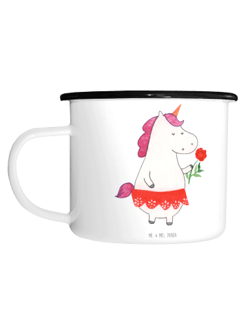 Mr. & Mrs. Panda Emaillierte Tasse Einhorn Dame ohne Spruch in Weiß
