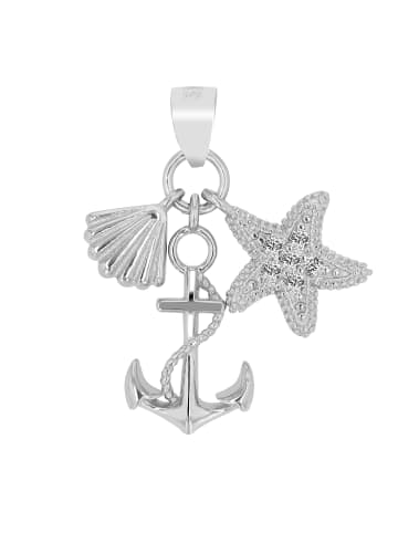 Adeliás Damen Anhänger Anker aus 925 Silber mit Zirkonia in silber