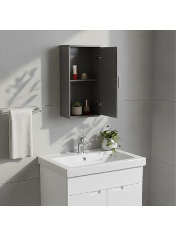 relaxdays Hängeschrank in Graublau - (B)30 x (H)62 x (T)21 cm