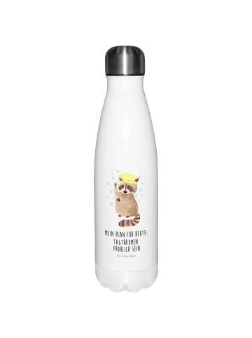Mr. & Mrs. Panda Thermosflasche Waschbär mit Spruch in Weiß
