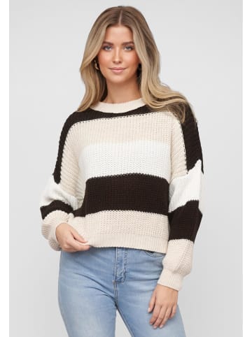 Cloud5ive Cloud5ive Gestrickter Rundhalsausschnitt in beige white fango brown