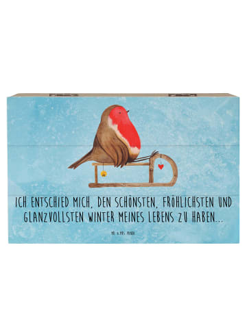 Mr. & Mrs. Panda Aufbewahrungsbox Rotkehlchen Schlitten mit Spruch in Eisblau