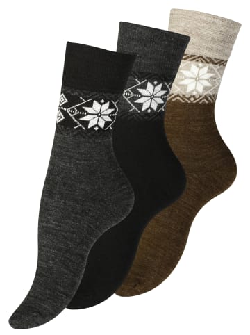 Cotton Prime® Damensocken 3 Paar Wellness-Socken in Schwarz/Anthrazit/Braun