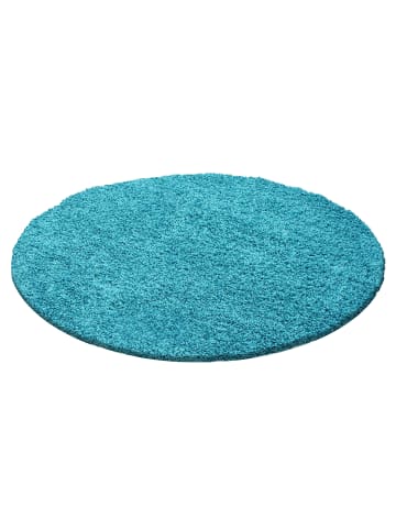 KADIMA DESIGN Teppich Hochflor Shaggy Waschbar Einfarbig RHEIN Strapazierfähig in Türkis