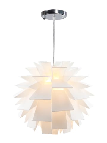 SalesFever Hängeleuchte rund 42 cm mit Edelstahlgestell und Kunststoffschirm in Weiß