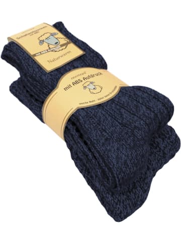 Normani 2 Paar Norweger-ABS-Socken mit Schafwolle in Blaumelange