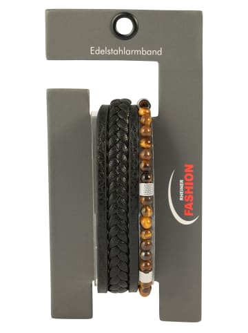 Adeliás Herren Armband – Lederarmband aus Leder 23 cm in schwarz