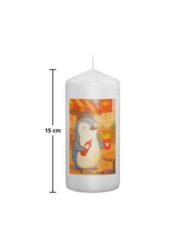 Mr. & Mrs. Panda Wachskerze Pinguin Pommes Design ohne Spruch in Weiß