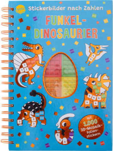 Arena Buch - Stickerbilder nach Zahlen. Funkel-Dinosaurier (Mit 1.000 3D-Mosaik-Folie