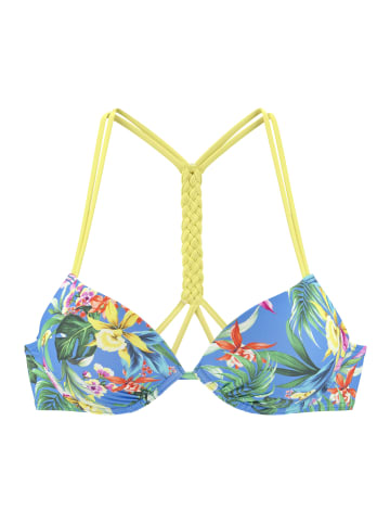 Venice Beach Push-Up-Bikini-Top in blau-bedruckt