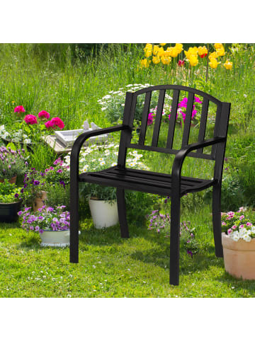 relaxdays Gartenstuhl in Schwarz - (B)60 x (H)82 x (T)48,5 cm