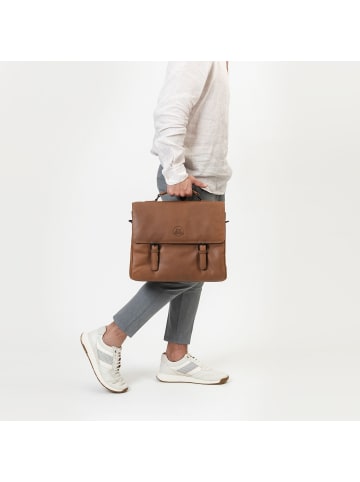 Farmhood Nashville Aktentasche XXL 3 Fächer Leder 39 cm in mid brown
